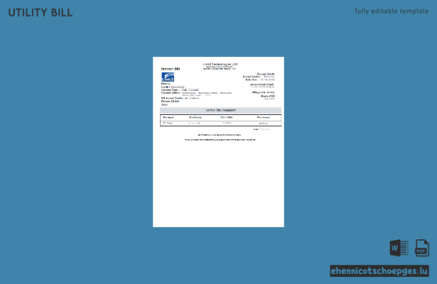 Link3 Technologies LTD aus Bangladesch – Beispiel einer Stromrechnung (Wortvorschau)